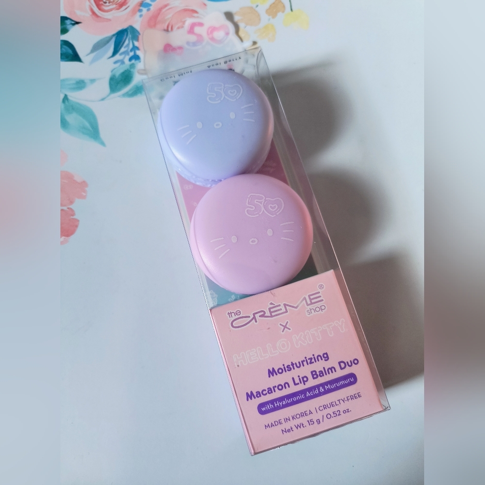 Hello Kitty 50th Anniversary Moisturizing Macaron Lip Balm Duo Cool Mint & Acai
